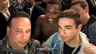 ADRIEN BRONER RIGHT AFTER JESSIE VARGAS FIGHT! ALL SMILES WITH FANS!