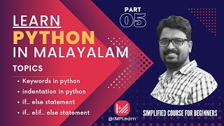 if.. else.. | if.. elif.. else.. | Control statements | Learn Python in Malayalam | Lecture 5