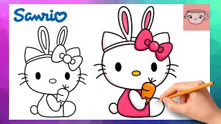 How To Draw Hello Kitty - Easter Bunny | Sanrio | Cute Easy Drawing Tutorial