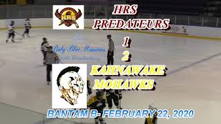 LHTO February 22, 2020 Bantam B HRS Predateurs vs. Kahnawake