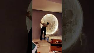 moon Wall design making your own moon is very easy in cement installation idea #short #viralvideo