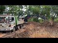 ขุดสระในสวนพร้อมถมปรับพื้นที่ hidromek hmk230lc excavator and trucks ep.2