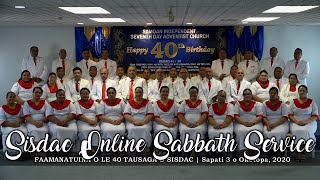 SISDAC Worldwide | Online Sabbath Service 03rd October, 2020 - Pastor Willie Papu