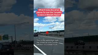See the flight path over the New Jersey Turnpike at Newark Liberty International Airport
