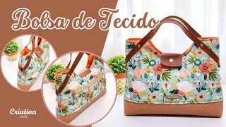 Como fazer uma linda BOLSA DE TECIDO usando poucos materiais | PASSO A PASSO | Costura Criativa