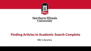 Finding Articles Using Academic Search Complete