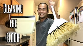 Kitchen floor cleaning | ASMR | sweeping, mopping and wiping