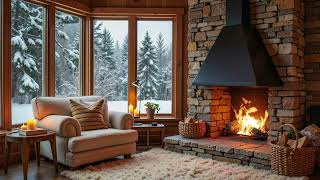 Soothing Fire Sounds \u0026 Winter Snow Ambience ❄️ Cozy Room for Calm Relaxation