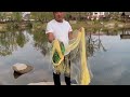 gill net fishing best net fishing big fish hunting with cast net in the village pond cast