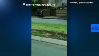 Watch: Footage captures suspect being detained in New Zealand shootings