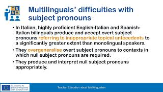 2.3.2 Development of null and overt subject pronouns in multilingual speakers