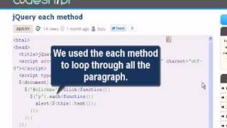 JQUERY Tutorial : jQuery each method