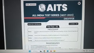 AITS 3 TEST SCORE AND REVIEW  @PhysicsWallah | 26 Feb 2023 |