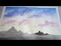 水彩 天空 日出 water colour painting sun rise