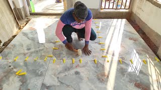 Magnified 80cm /160 cm Tiles Installing On Concrete Floor || Flooring Tiles Price