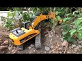 rc highway sidewalk repair pt 5. clearing the jungle. rc road construction. rc excavator tr211m.