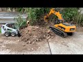 rc highway sidewalk repair pt 5. clearing the jungle. rc road construction. rc excavator tr211m.