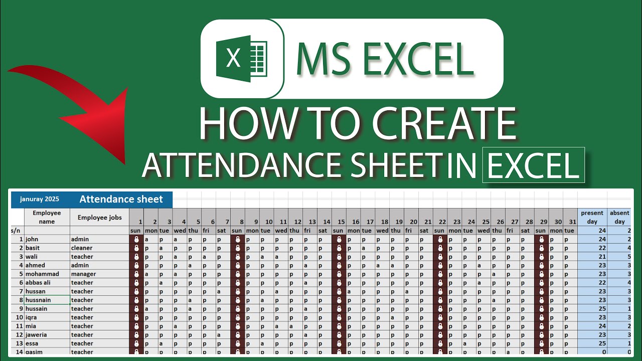 How To Create Attendance Sheet In Ms Excel Attendance Sheet In Excel