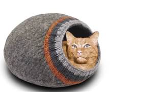 Meowfia Premium Felt Cat Cave Beds - Felted Cat Caves - Beds for Cats