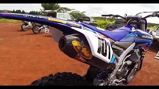 2016 YZ250F FMF FACTORY 4.1 RCT ANODIZED FULL SYSTEM VS STOCK PIPE