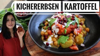 KICHERERBSEN-KARTOFFEL SNACK -  So yummy! 🤤 - Aloo Tikki Chole - Indische Rezepte - Desi Küche