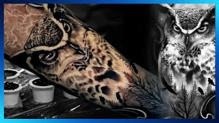 HOW TO MAKE OWL TATTOO | STEP BY STEP | tattoo time lapse 2023