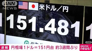 【速報】円高が加速し1ドル＝151円台　151円台は約3週間ぶり(2024年11月27日)