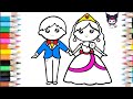 👰 Cute Bride & 🤵Groom Drawing Painting & Colouring for kids Toddlers | Bride & Groom drawing easy