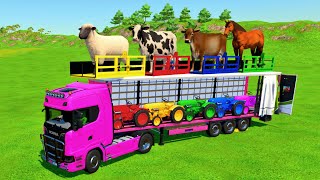 TRANSPORTING GIANT HORSES, COWS, SHEEPS, GOATS, BULLS WITH MAN TRUCK! - Farming Simulator 22