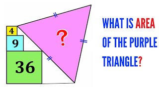 Can you find area of Purple triangle? | Three Squares | (Step-by-Step explanation) | #math #maths