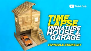 Ide kreatif dari stik es krim Miniature House and Garage, Time Lapse #diy #popsiclesticks #timelapse