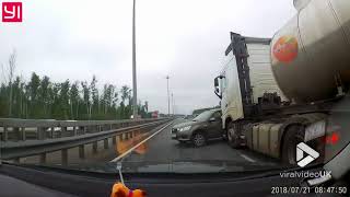 Unexpected T Bone crash involving oil tanker || Viral Video UK