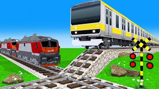 【踏切アニメ】あぶない電車 vs スマートトレイン🚦 Fumikiri 3D Railroad Crossing Animation