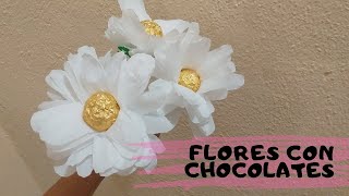 flores de papel con chocolate en el centro