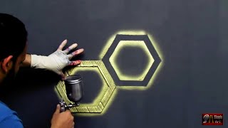 بقطعة كرتون اصنع بنفسك ديكور  خلية النحل ثري دي 3d hexagon design