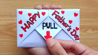 DIY - Surprise Message Card For Father's Day | Pull Tab Origami Envelope Card | Father's Day Card