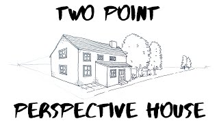 How to Draw a House in Two-Point Perspective // Tutorial // 2 point perspective