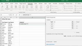 How to use the CONCAT Function in Excel