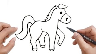كيف ترسم حصان سهل/رسم حصان سهل خطوه بخطوه للمبتدئين/تعليم الرسم خطوه بخطوه للمبتدئين/رسم سهل
