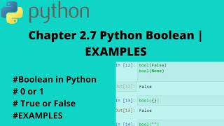 PYTHON | Data Types - BOOLEAN | Examples