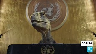 COP26: Frankie the dino urges world leaders not to 'choose extinction' • FRANCE 24 English