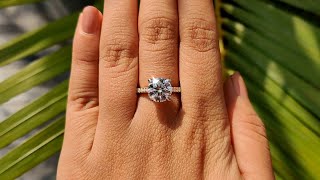 2.82 TCW Round Cut Colorless Moissanite Pave Set Engagement Ring | Cathedral Ring | Two Tone Ring