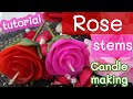 Candle Rose Flower Making | Candle To Rose Stem | Diy Candle Wax Flowers | Flowers From Candle