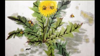 53  Chinese brush painting/How to paint dandelion 中国画 如何写生蒲公英