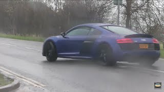 Audi R8 V10 MEGA powersliding in the rain !!!