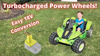 Easily convert Power Wheels to any drill batteries. Ryobi, Dewalt, Milwaukee 18V conversion.