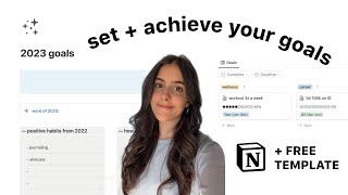 how to set & achieve your goals with notion in 2023 + FREE goal planning template