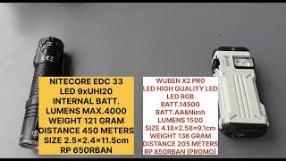 PERMINTAAN TEMAN‼️PERBANDINGAN SENTER NITECORE EDC33 VS WUBEN X2 PRO‼️REKOMENDASI EDC UTK DI TAS‼️