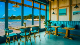 Caribbean Beach Cafe Ambience ☕ Coffee Shop Ambience with Smooth Bossa Nova,  Ocean Waves for Relax