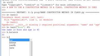 Program Using Constructor Method in a Class in Python